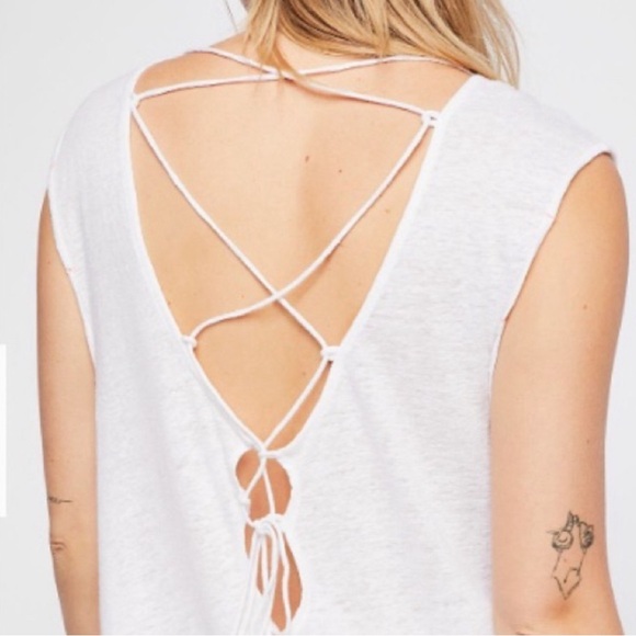 Free People Criss cross tie back doves top . - Picture 3 of 6